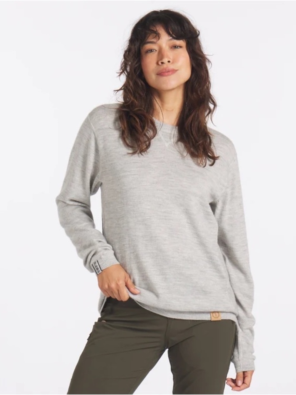 Paka Apparel lightweight crew alpaca sweater in light gray